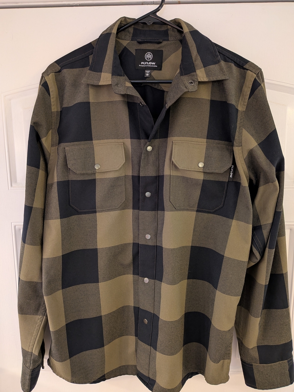 Men’s Olive & Black Plaid Button-Up Shirt